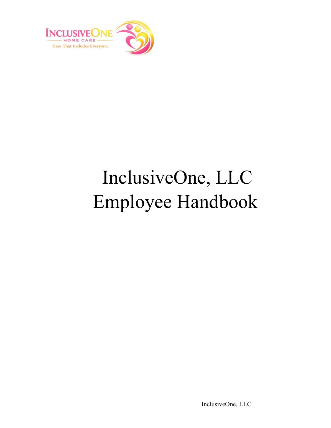 InclusiveOne Employee Handbook page 1
