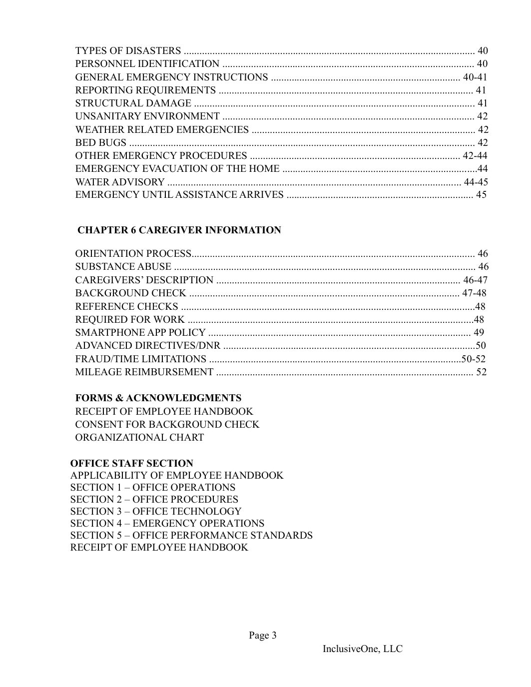 InclusiveOne Employee Handbook page 4