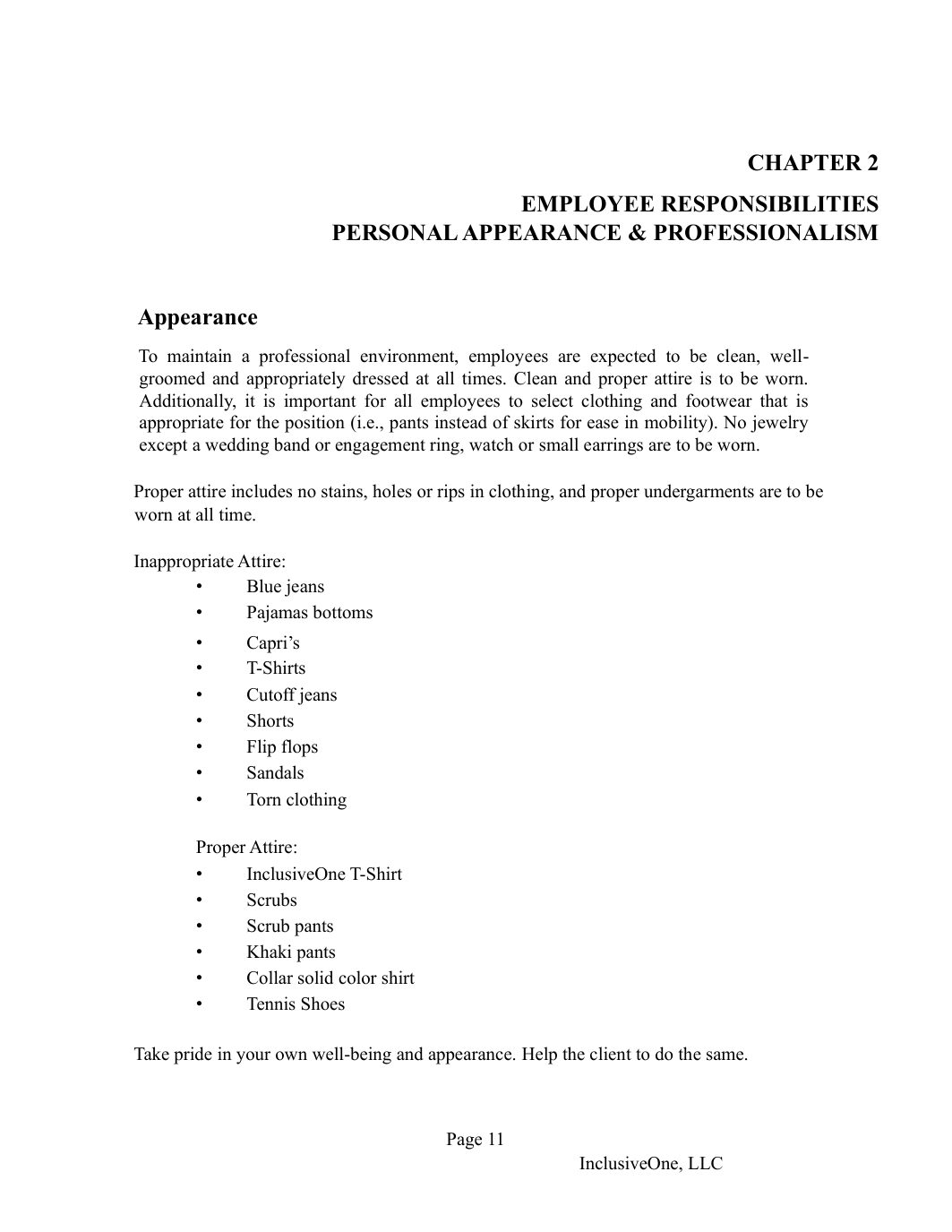 InclusiveOne Employee Handbook page 12