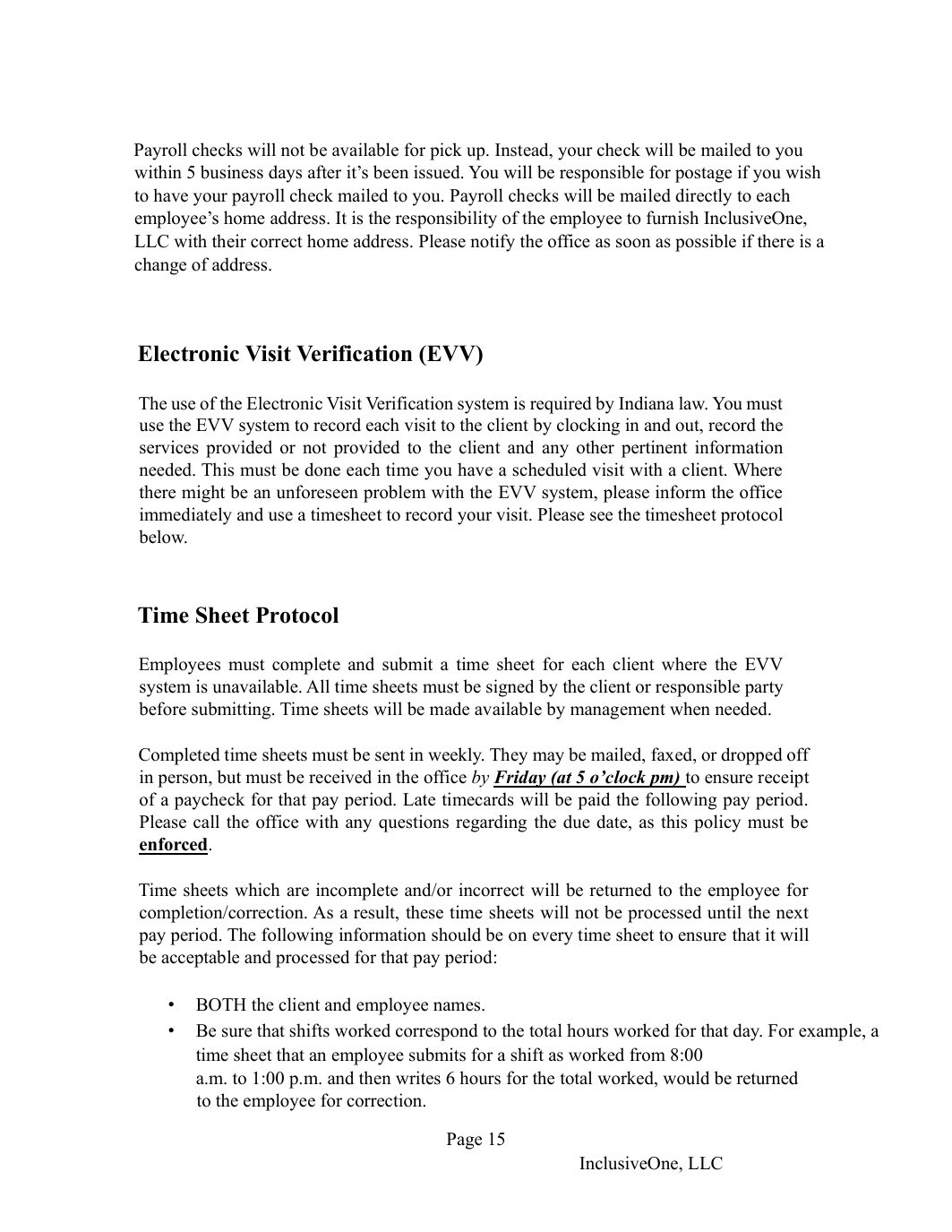 InclusiveOne Employee Handbook page 16