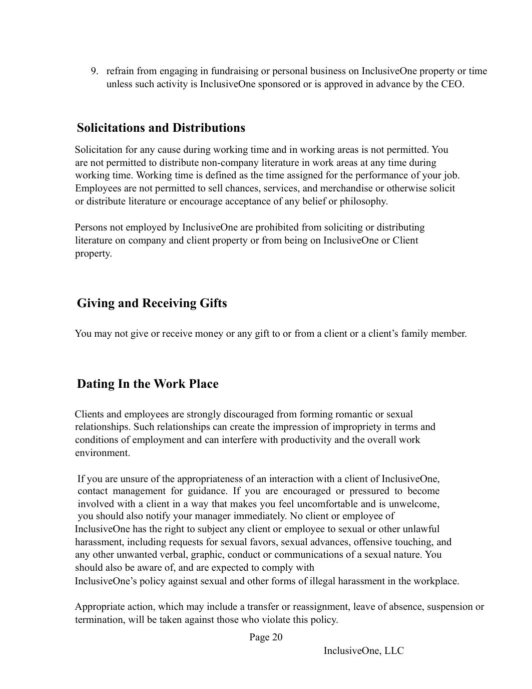 InclusiveOne Employee Handbook page 21