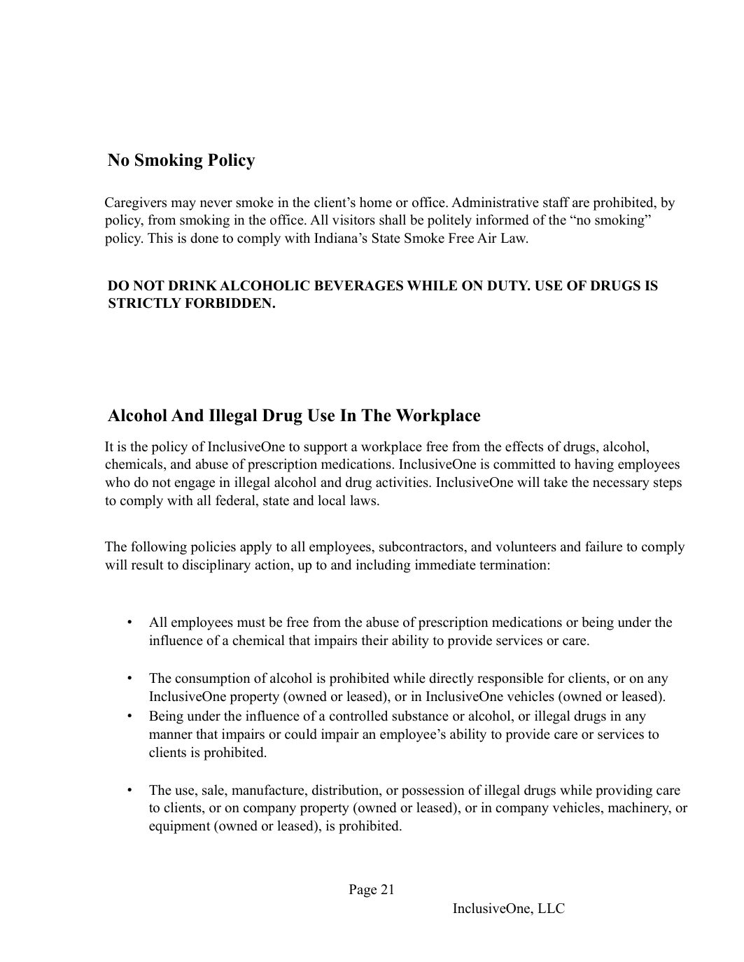 InclusiveOne Employee Handbook page 22