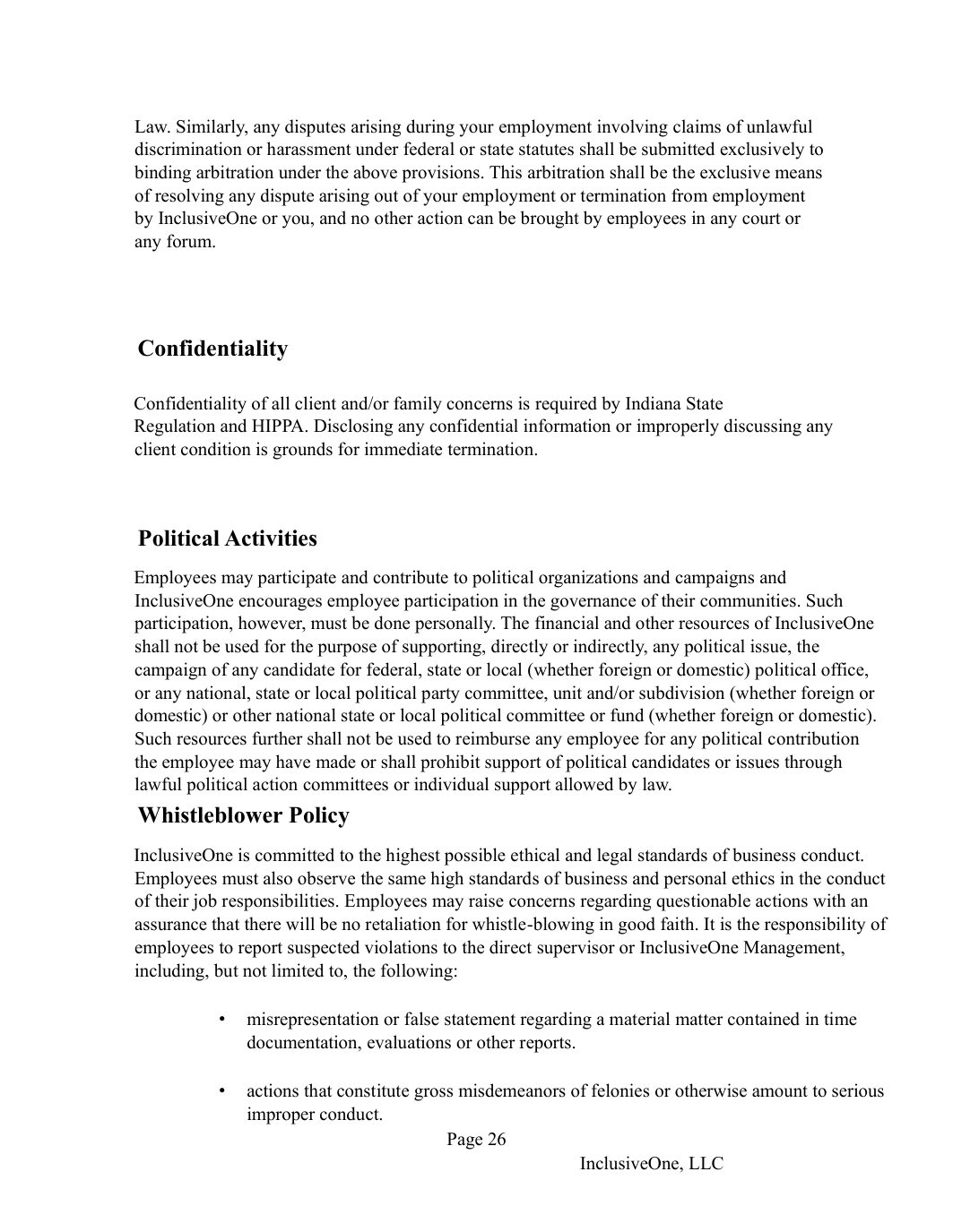 InclusiveOne Employee Handbook page 27