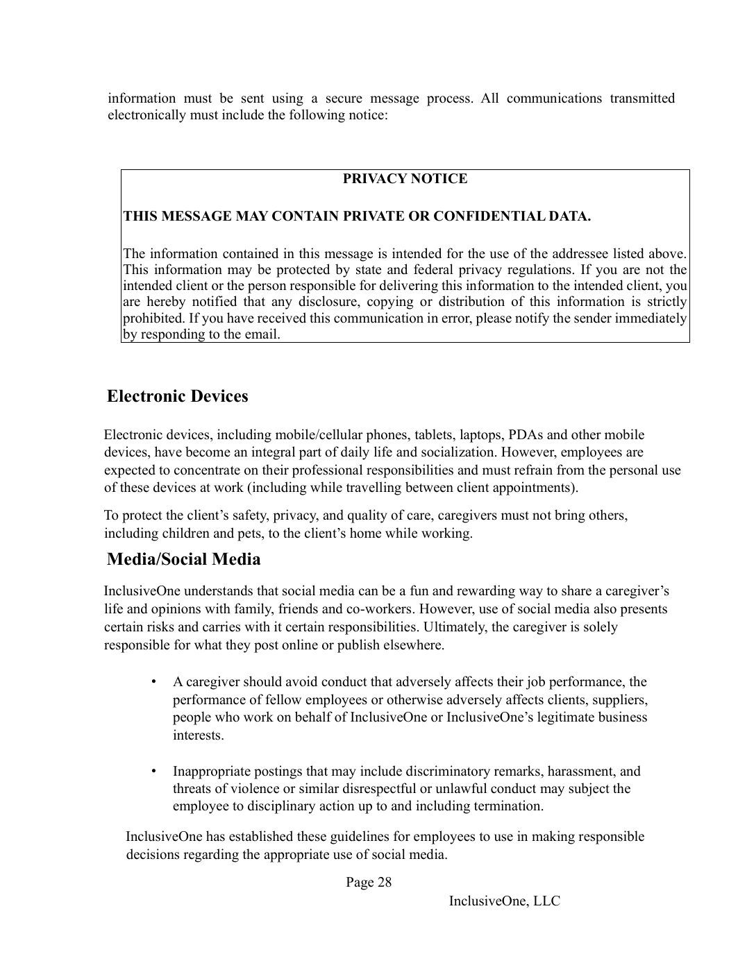InclusiveOne Employee Handbook page 29