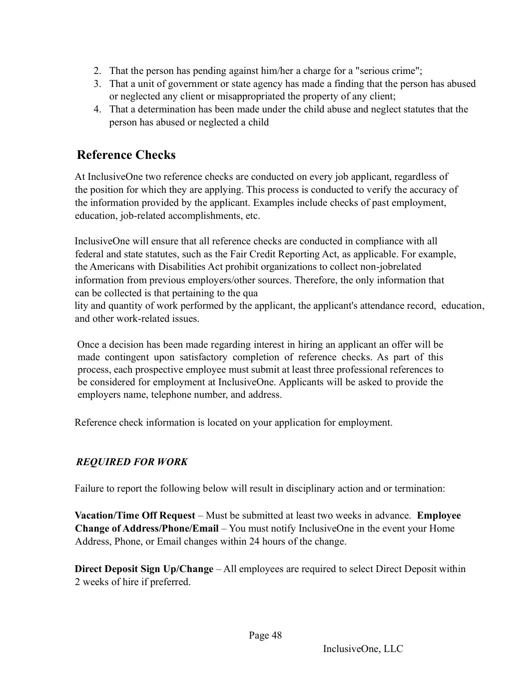InclusiveOne Employee Handbook page 49