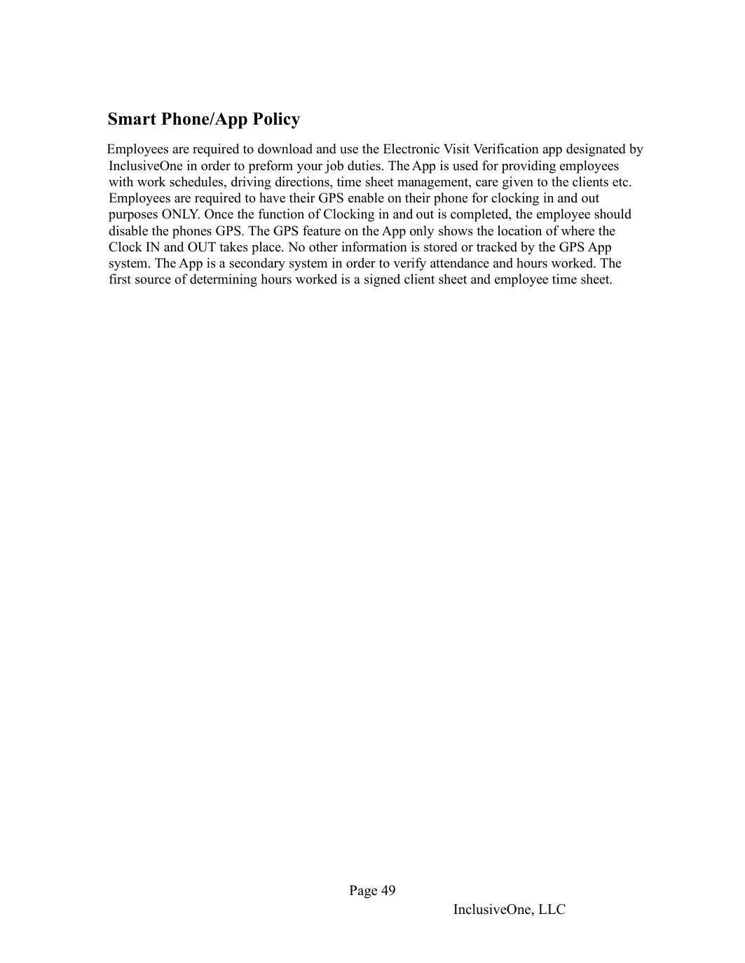 InclusiveOne Employee Handbook page 50