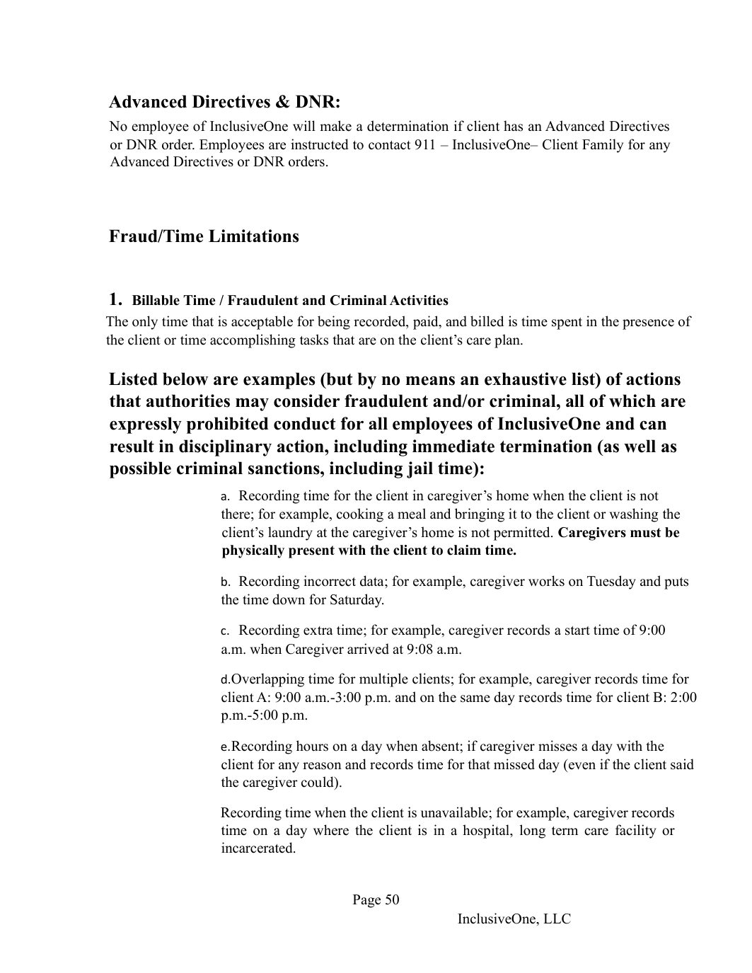 InclusiveOne Employee Handbook page 51